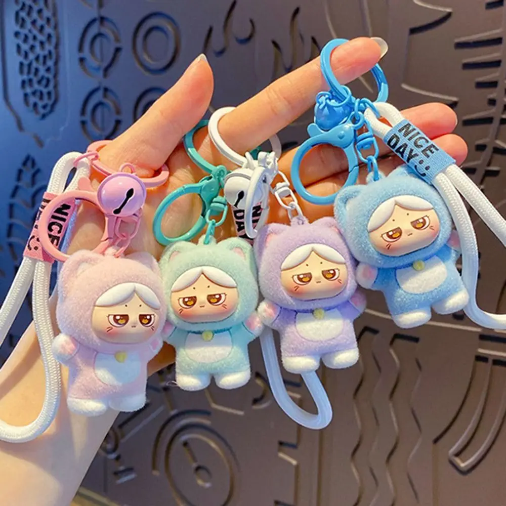 

Backpack Decor Cute Flocking Doll Key Chain Cartoon Plush Car Key Ring Creative PVC Bag Pendant Key Holder