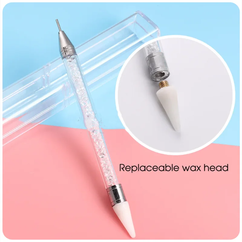 1pcs Crystal Double Head Point Drill Pen Gem Rhinestone Picker Wax Pencil 2Ways Use Sticking Picking Dotting Jewelry Tools