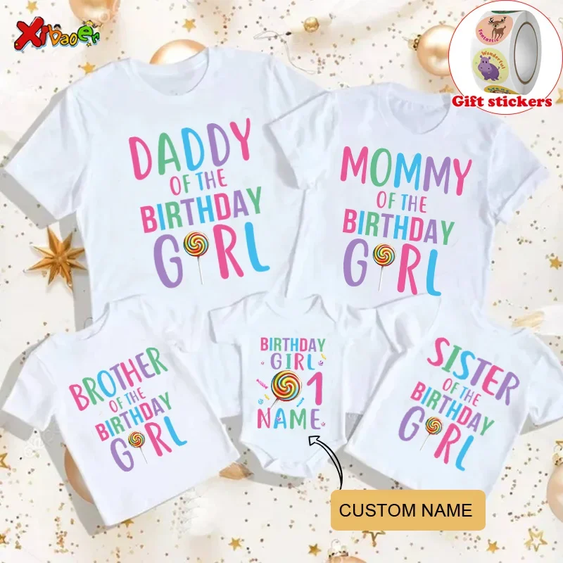 Family T Shirt Birthday Custom Name Design T Shirts Family Matching Outfits Kids Daddy Mommy Shirt Give Away Children's Stickers