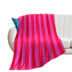 Bold Vivid Vetical Stripped Pattern in Pink and Neon Red Throw Blanket Vintage Fashion Sofas Blankets