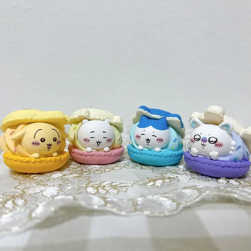 4pcs Cutejiyi Macaron Dessert Gacha Figure Set Usagi Hachiware Momonga Model Toy Desktop Ornament Cake Topper Birthday Gift