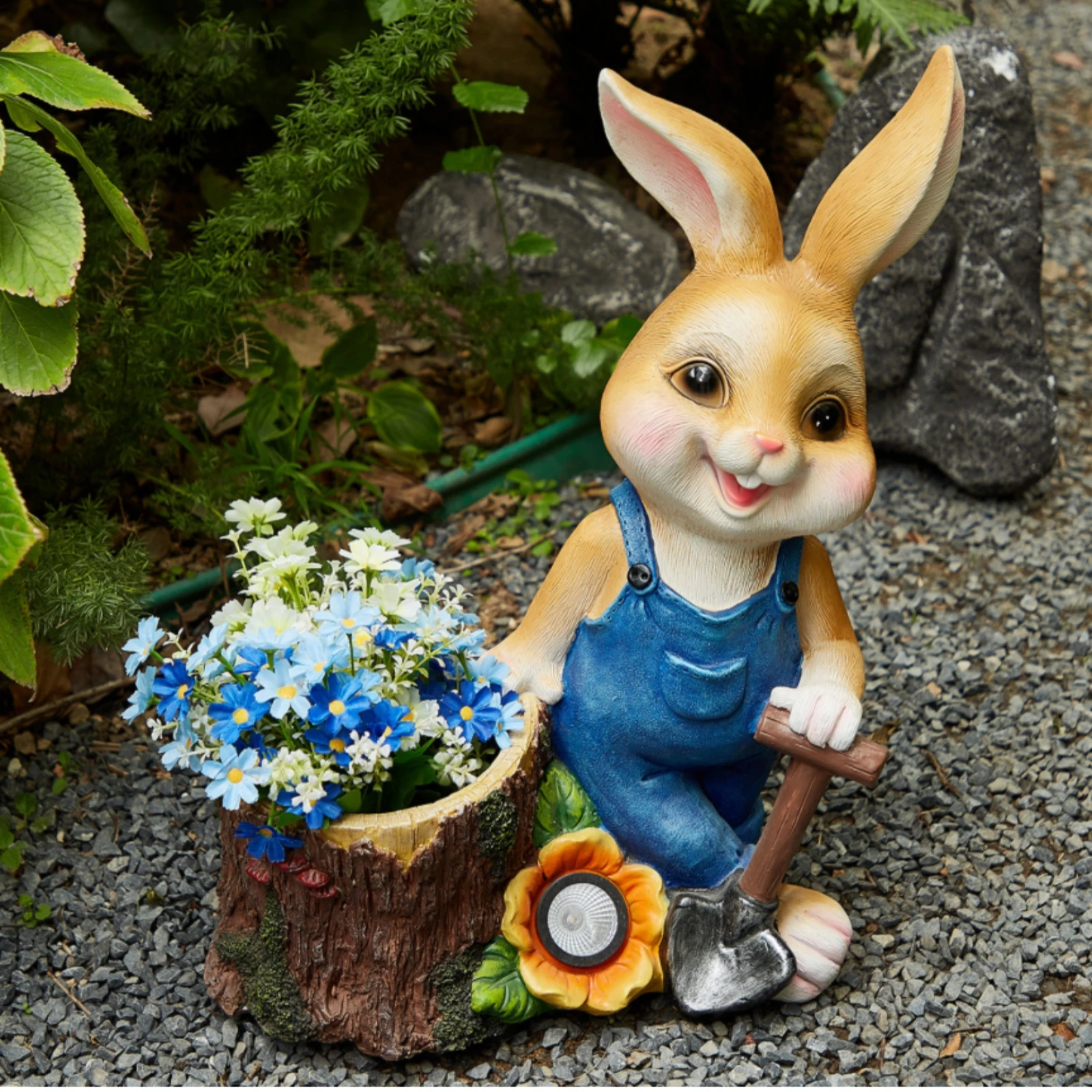 Garden Statue with Planter Whimsical Rabbit Planter Bunny Statue Artisanal Look Look for Flower Bed, Patio