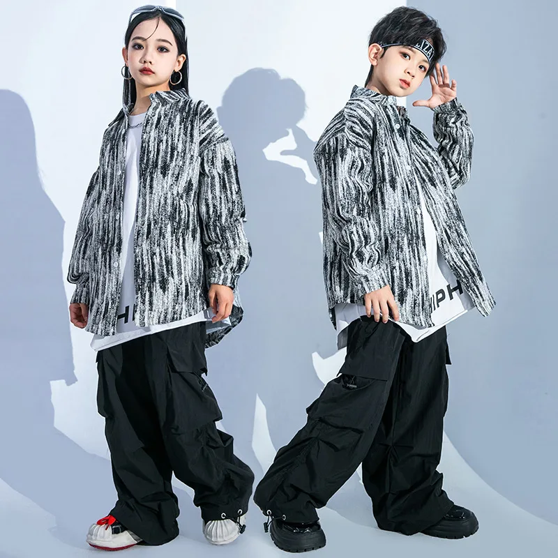 Hip Hop Girls Graffiti Shirt Pants Children Blouse Boys Street Dance Loose Joggers Jazz Clothes Sets Kids Streetwear Clothing