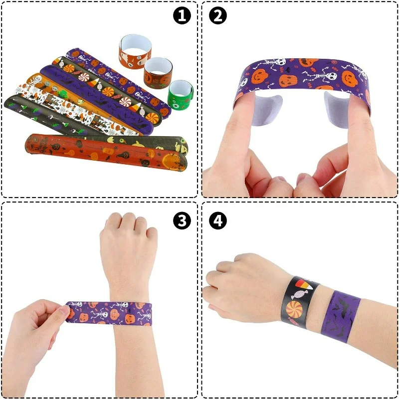 Halloween Clap Ring Bracelet Multi Type PVC Funny Slap Bracelets Sturdy Christmas Celebration Supplies Festival Party Props Gift