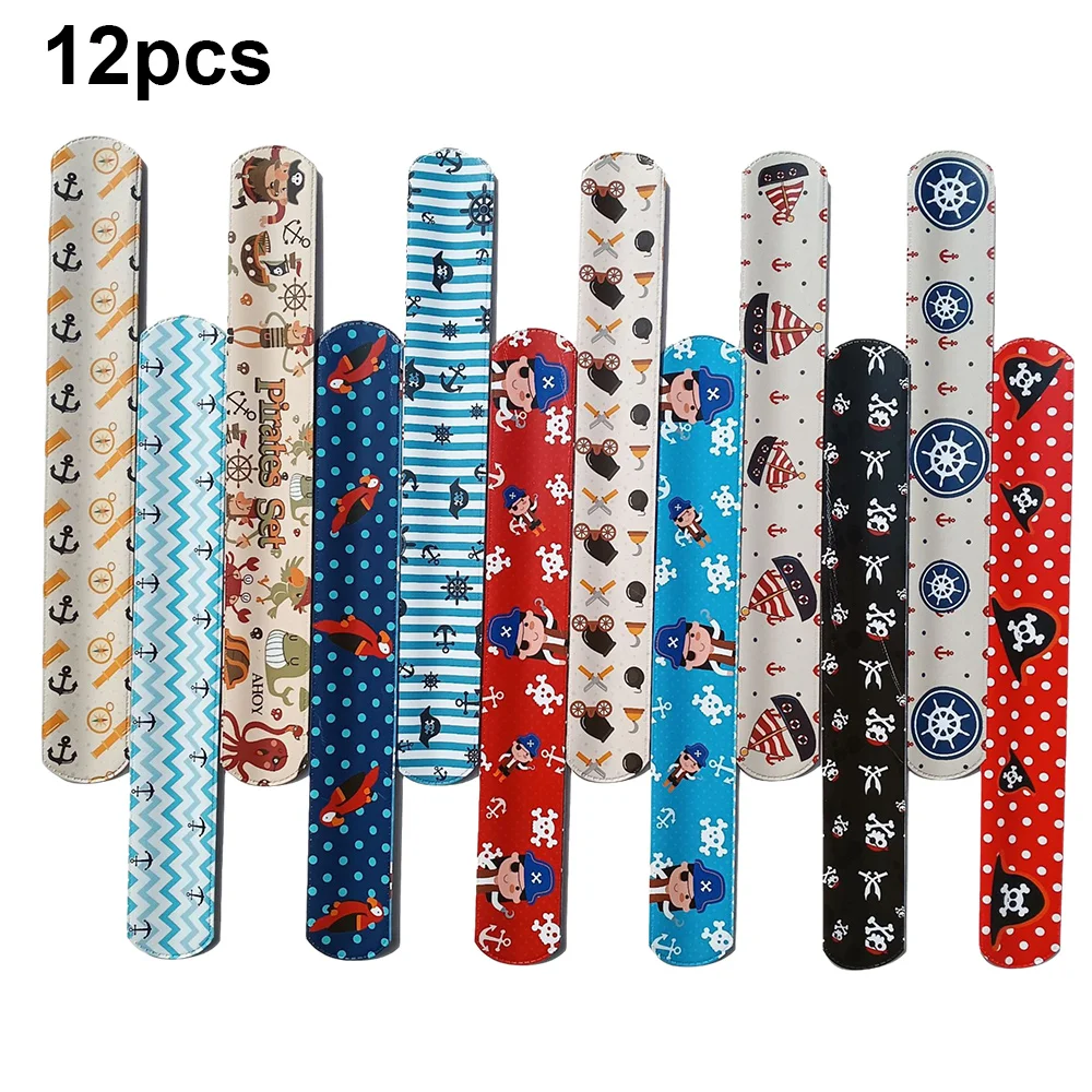 Pirate Party Favors Slap Bracelet Kids Pirate Birthday Decorations Pirate Accessories Cartoon Tattoo Stickers Prizes Supplies