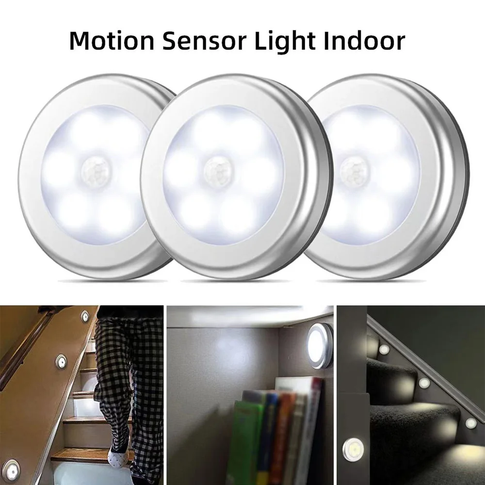 LED human motion sensing nightlight 6LEDS Cabinet light Staircase corridor corridor magnetic wall light battery room headlight