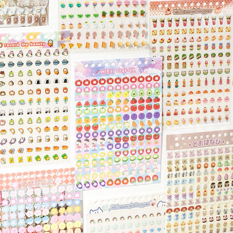 18 Sheets Cute Cartoon Mini Stickers Scrapbooking DIY Decorative Stickers for Photo Card Decoration Collage Material