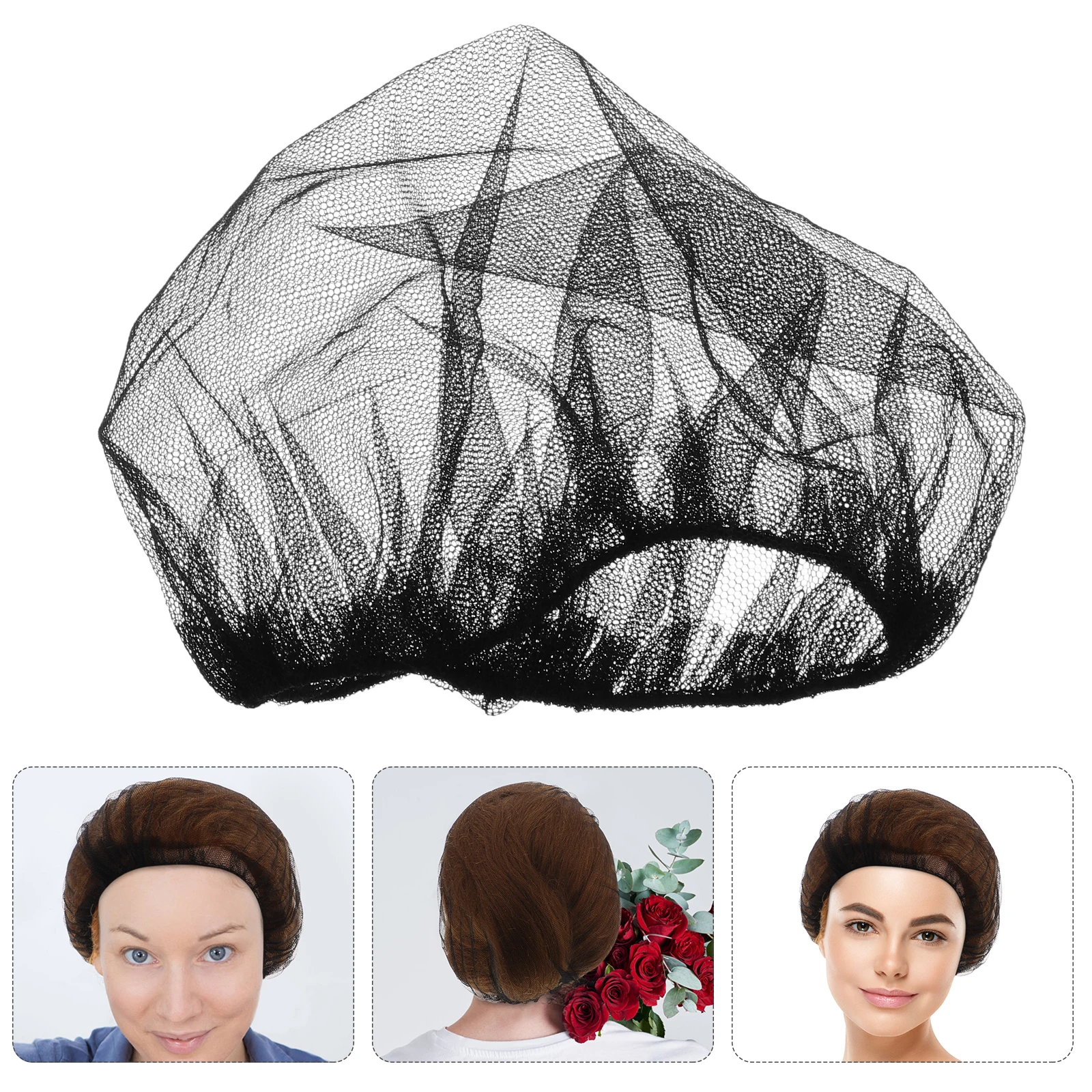

50pcs Elastic Net Cap For Food Service Salon Comfortable Nylon Protection Reusable Cap Quick Dry Mesh Hair Wrap For Kitchen