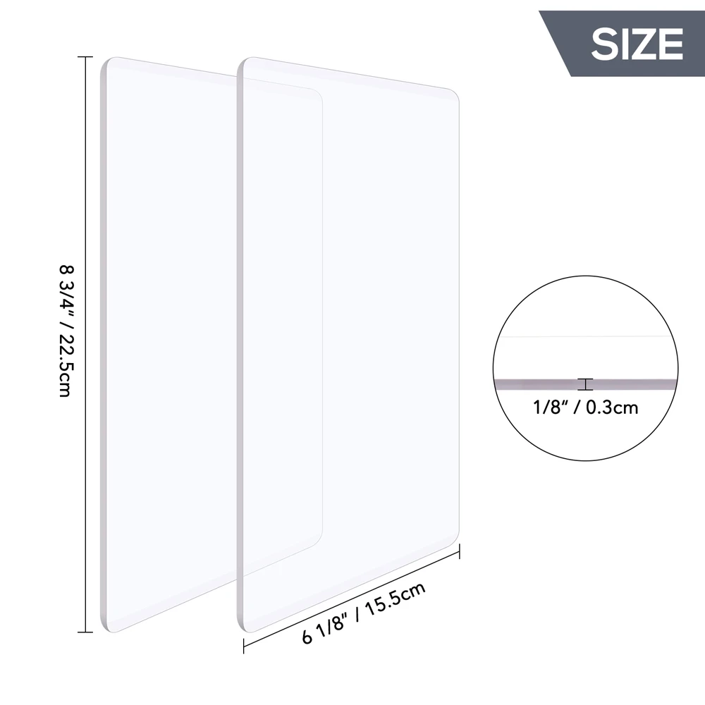 2pcs 22.5x15.5cm 3mm Standard Cutting Pads for Die Cutting Machine Clear Plastic Replacement Cutting Plates Not Easy To Bend