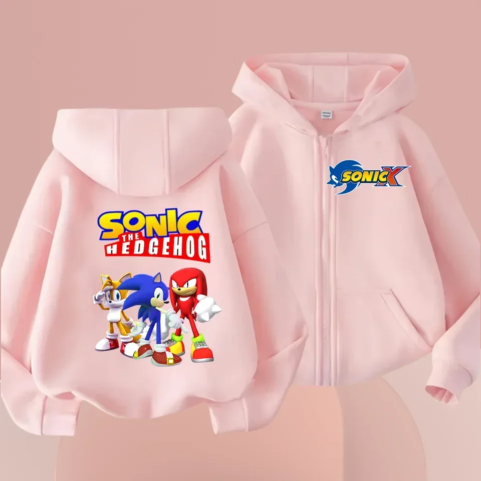 Autumn and winter Sonic the Hedgehog Cartoon Anime Printing Boys and Girls Zipper Hoodies Parent child clothing zipper hoodie