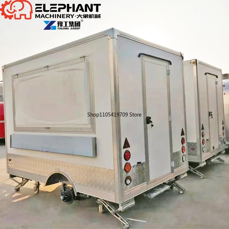 Stainless Steel Rectangle Food Trailer Square Mobile Catering Cart With Work Counter