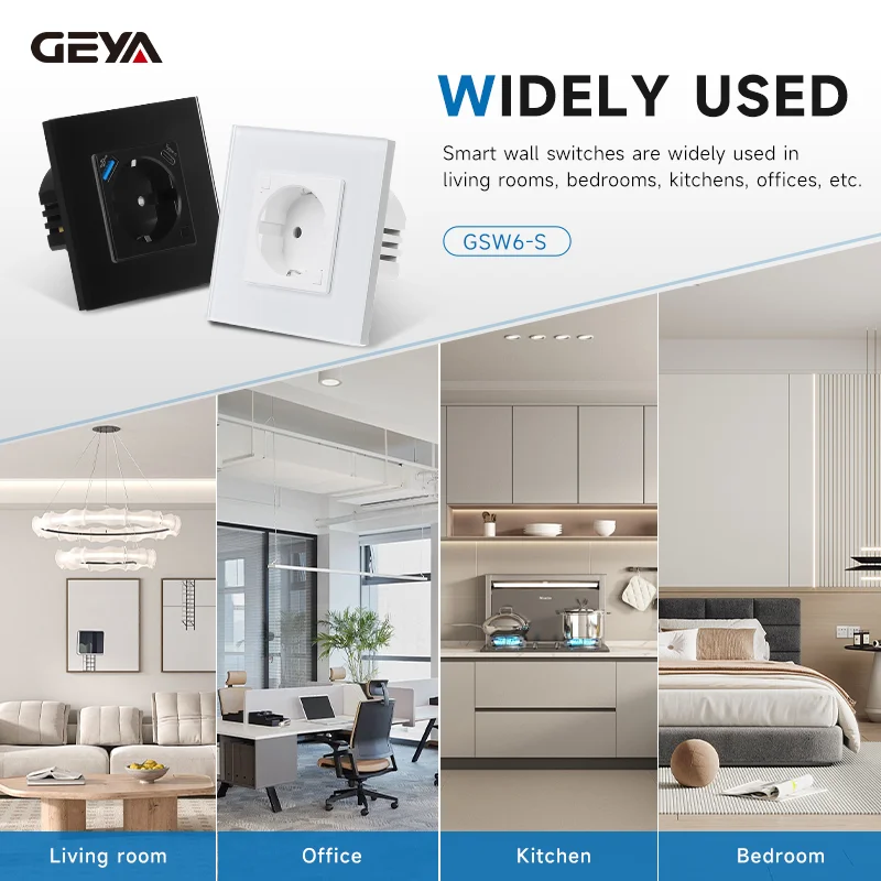 GEYA الاتحاد الأوروبي مآخذ الحائط وظيفة مراقبة الطاقة مزدوجة الذكية متر مآخذ جوجل الحياة الذكية التطبيق اليكسا مآخذ لوحة من الزجاج المقسى #4