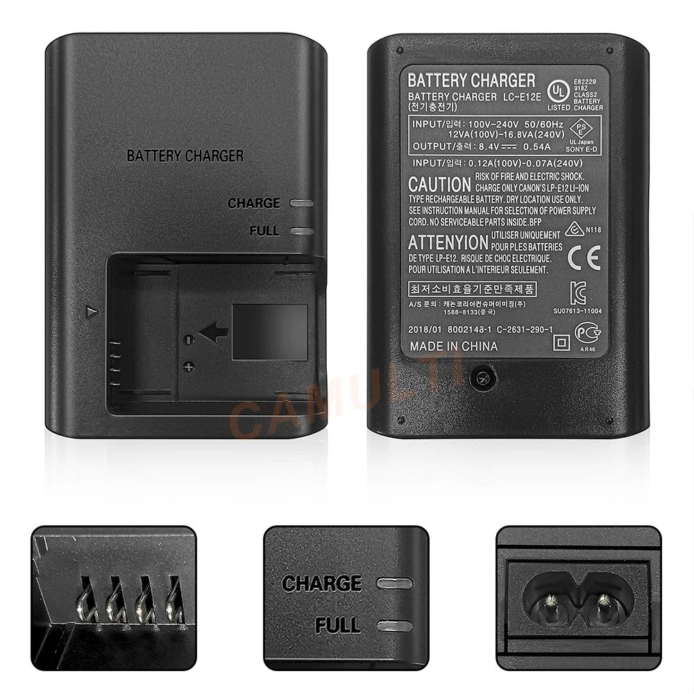 LC-E12 LC-E12E Cargador para Canon LP-E12 Batería EOS M,M2,M10,100D,M200,M50,M50II,M10,M100,SX70,Rebel SL1,Kiss X7 cámaras LPE17