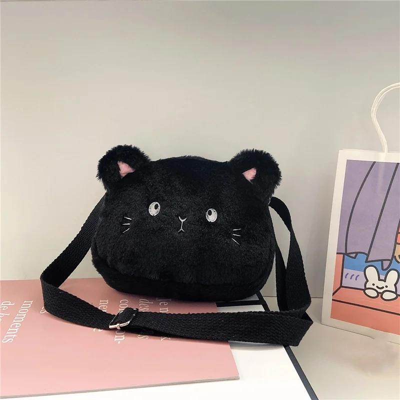 Streysisl Bolsa De Mensajero Con Forma De Gato – Peluche De Poliéster Con Correa Ajustable Para Citas Y Viajes
