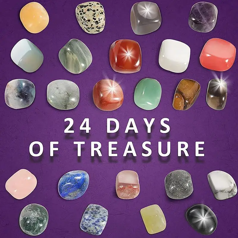 Advent Calendar 2023 24 Days Natural Crystal Gemstone Stone Minerals Box Rock Collection Kit Christmas Countdown Kids Gift​