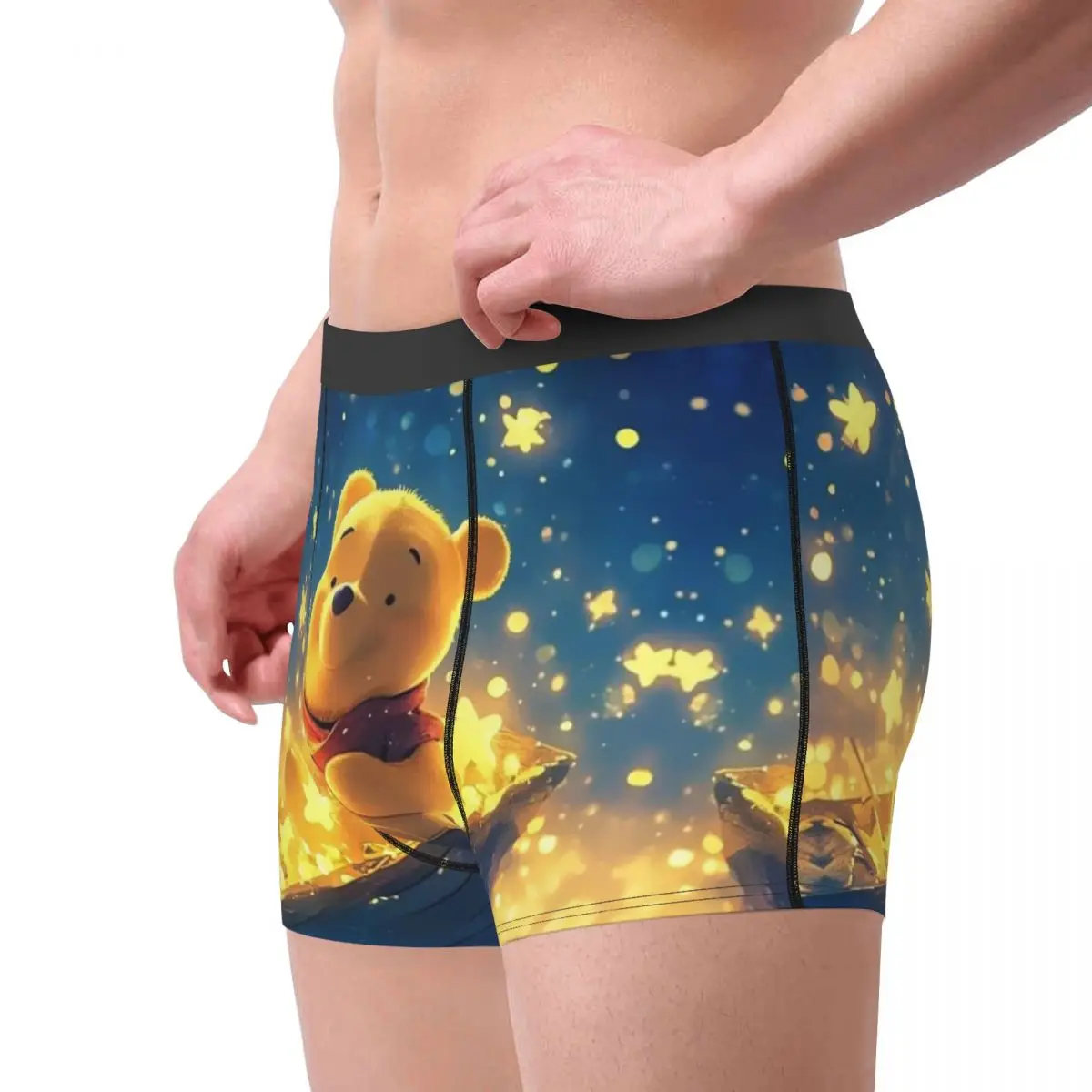 Ropa interior personalizada con estampado clásico de Winnie Pooh, calzoncillos tipo bóxer con estampado de oso amarillo para hombre, calzoncillos suaves