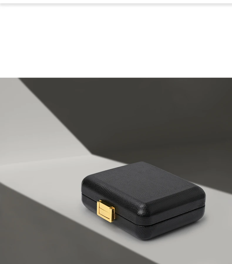 Oirlv Black Jewelry Organiser Boxes PU Leather Ring Earring Jewelry Set Box Jewel cases of precious metal Storage Box Gifts Box