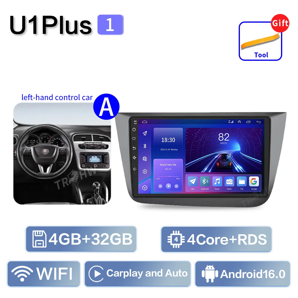 Auto Android 16 Radio Voor Seat Altea XL Toledo 2004-2015 Auto Stereo Multimedia Speler GPS Navigatie Carplay QLED touchscreen