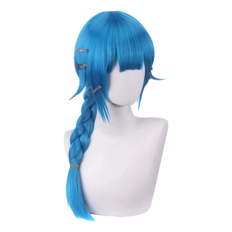 Arcane Jinx Blue Braid Wig Short Cosplay Costume Heat Resistant Synthetic Hair Jinx Juvenile Women Party Wigs
