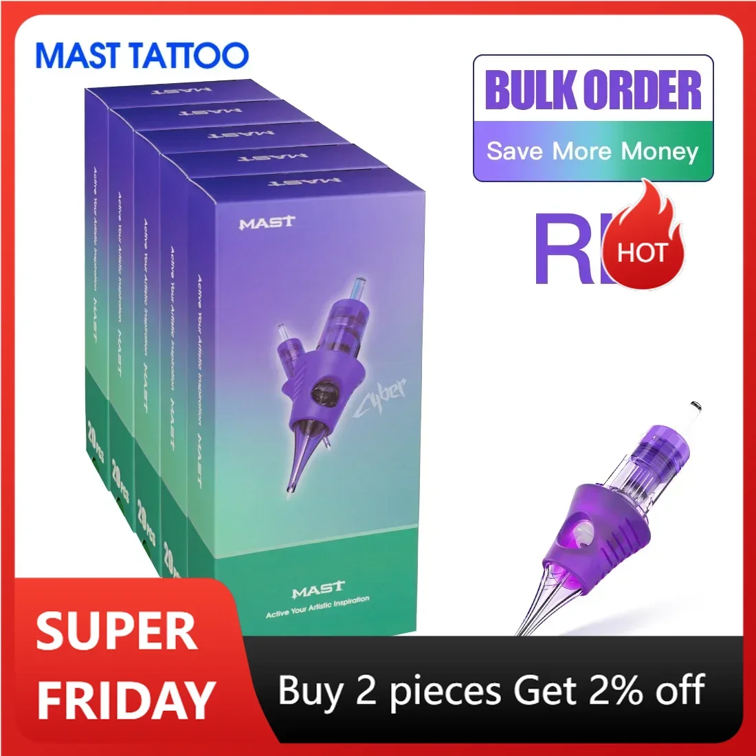 3/5/10 Boxes RL Mast Pro Tattoo Cartridge Needles Supply Makeup Permanent  Mast Cyber Needles Round Liner 0.35mm/0.30mm/0.25mm