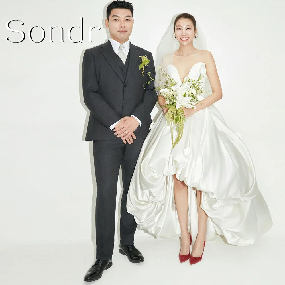 Sondr Customized Korean Wedding Snap Dresses Fluffy Silk Taffeta Luxury Evening Party Dresses Bridal Wedding Prom Gown 2026 New