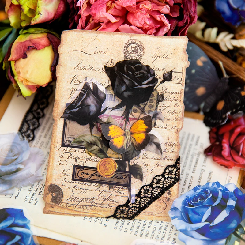 Yoofun 10pcs/lot Aesthetic Scrapbooking Stickers Delusional Rose Journaling Planner Decorative Craft Stationery Sticker