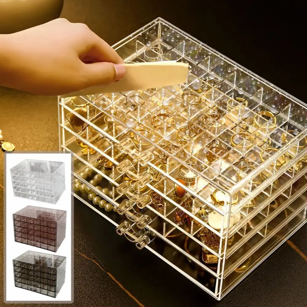 

120Grids Jewelry Storage Box Acrylic Drawer Style Nail Art Organizer Box Dustproof Compartment Jewelry Sorting Box Vanity