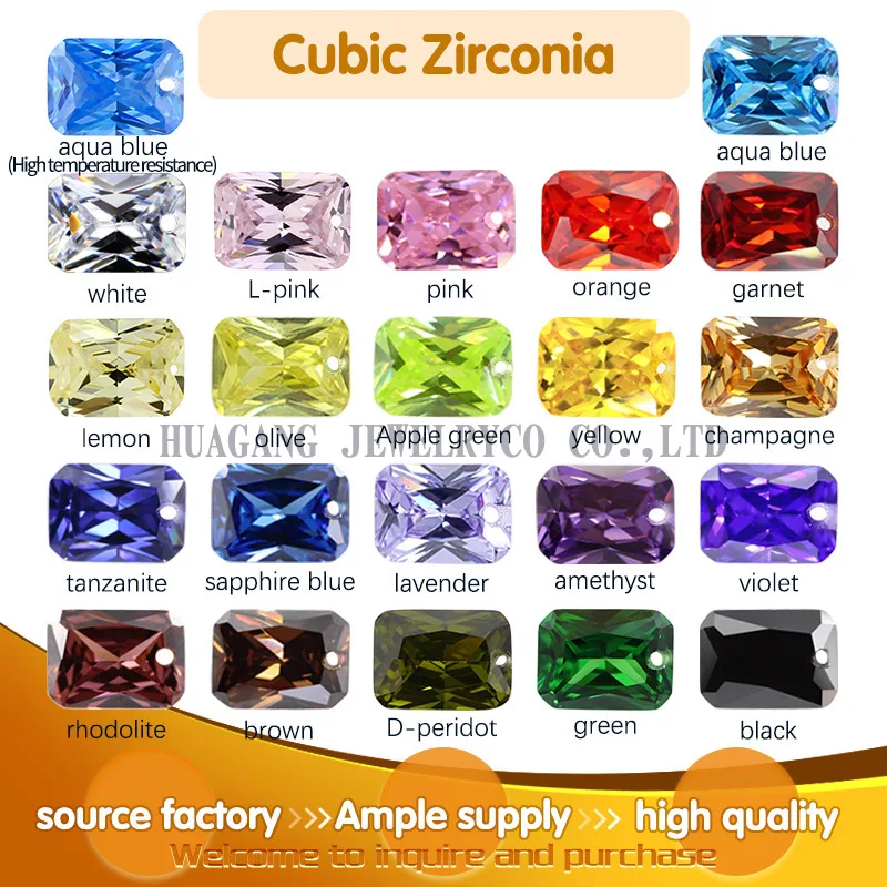 5A Single hole Cubic Zirconia Multicolor Stone Octagon Shape Cut Single hole perforated beads Loose CZ Synthetic Gems