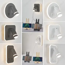 LED Adjustable Angle Wall Light USB Charging Port Bedhead Reading Light Living Room Hotel Dining Room Decorative Wall Light