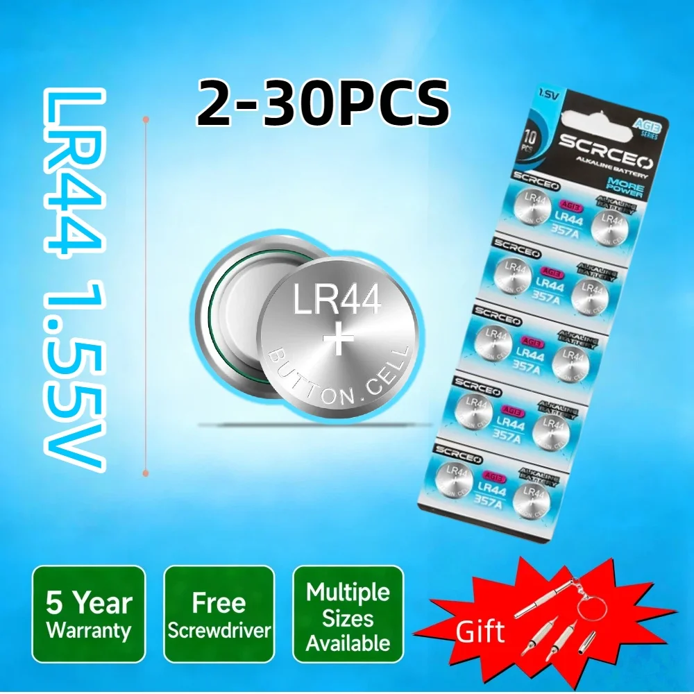 High Capacity LR44 Batteries L1154F AG13 SR44 A76 Premium Alkaline Battery 1.5V Button Coin Cell Battery for Calculator