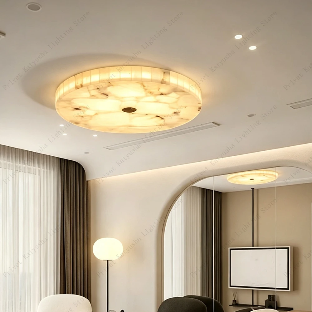 Splice Marble Ceiling Light Thin Home Decor Ceiling Lamp White Alabaster Indoor Light Fixture for Living Room Bedroom