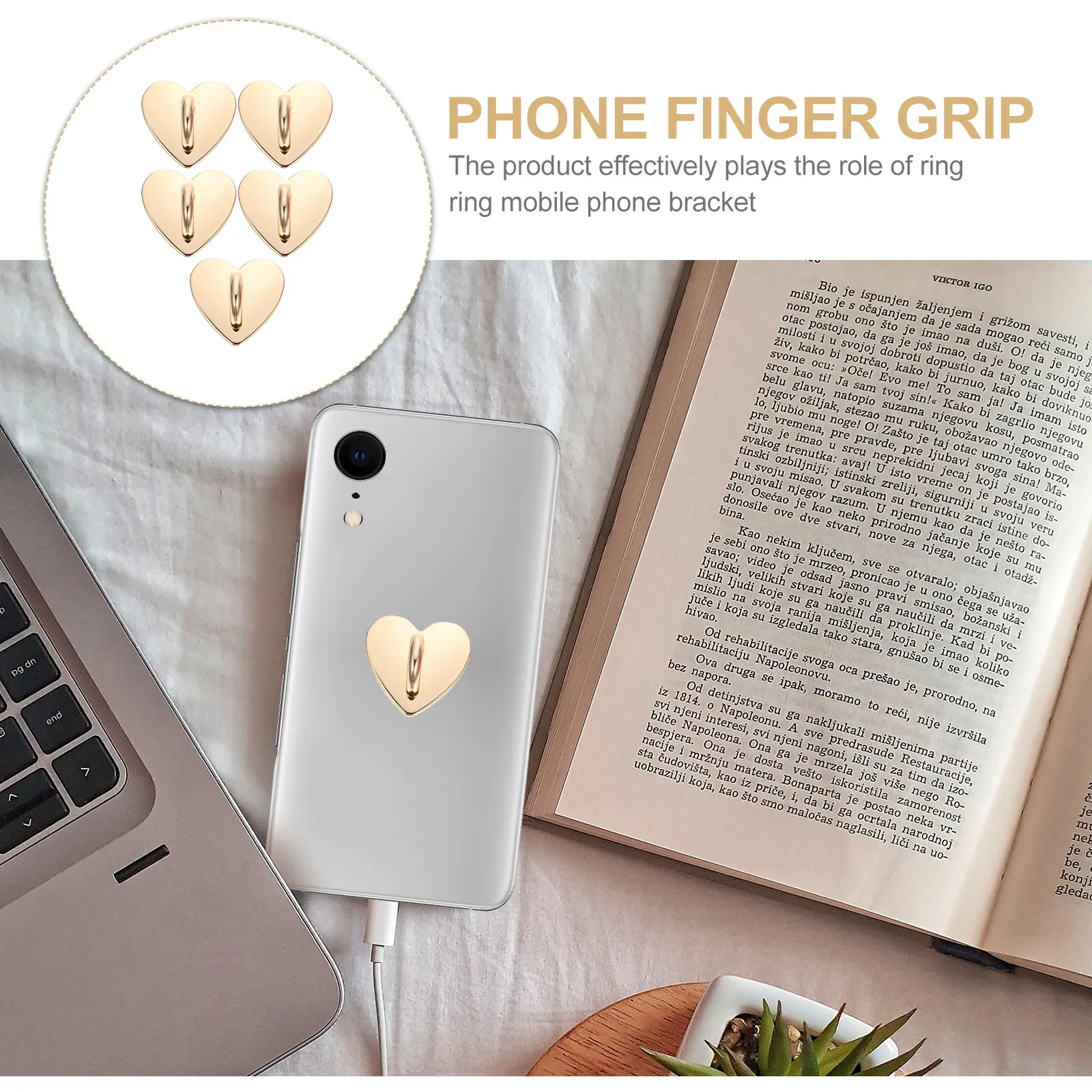 5Pcs Heart Shaped Adhesive Phone Finger Grip Ring Metal Loop Kickstand Decorative Mobile Holder Phone view 6