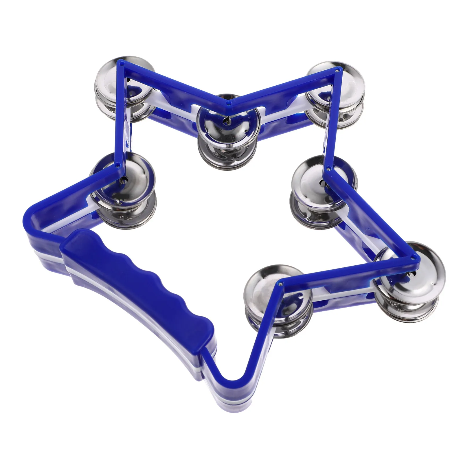 Hand Held Jingle Bell Cheering Props Tambourine Blue Double Row Musical Instrument