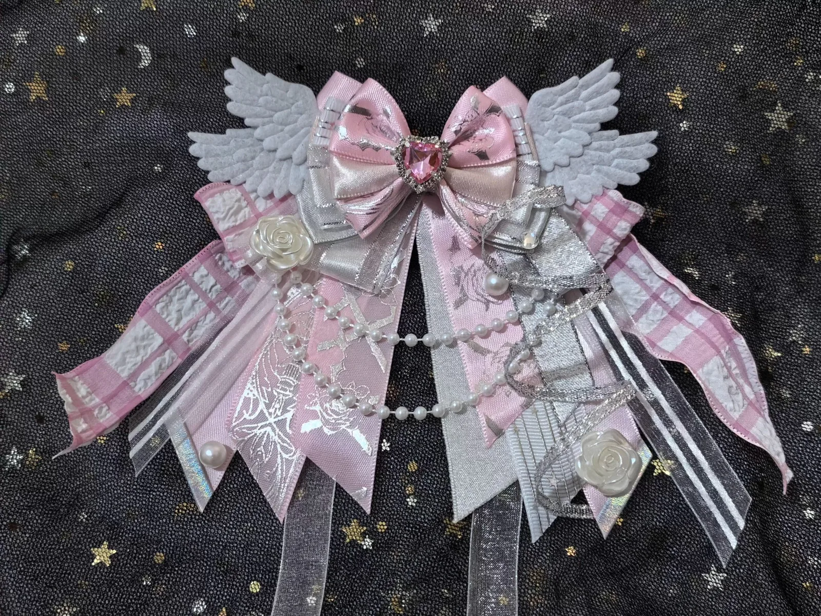 Pure Handmade Lolita Bows คอสเพลย์ Bowtie อะนิเมะสนับสนุน Stick Bowkont ผู้หญิงหวานสดดอกไม้ Rhinestone เข็มกลัดเครื่องประดับ