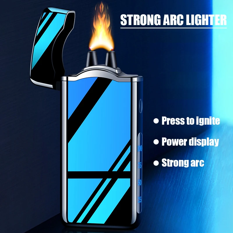 USB Big Flame Cigar Lighter, Pulse, Windproof Arc, Electric Candle Lighters, Plasma, Flameless, Gift for Boyfriend