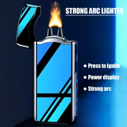 USB Big Flame Cigar Lighter, Pulse, Windproof Arc, Electric Candle Lighters, Plasma, Flameless, Gift for Boyfriend