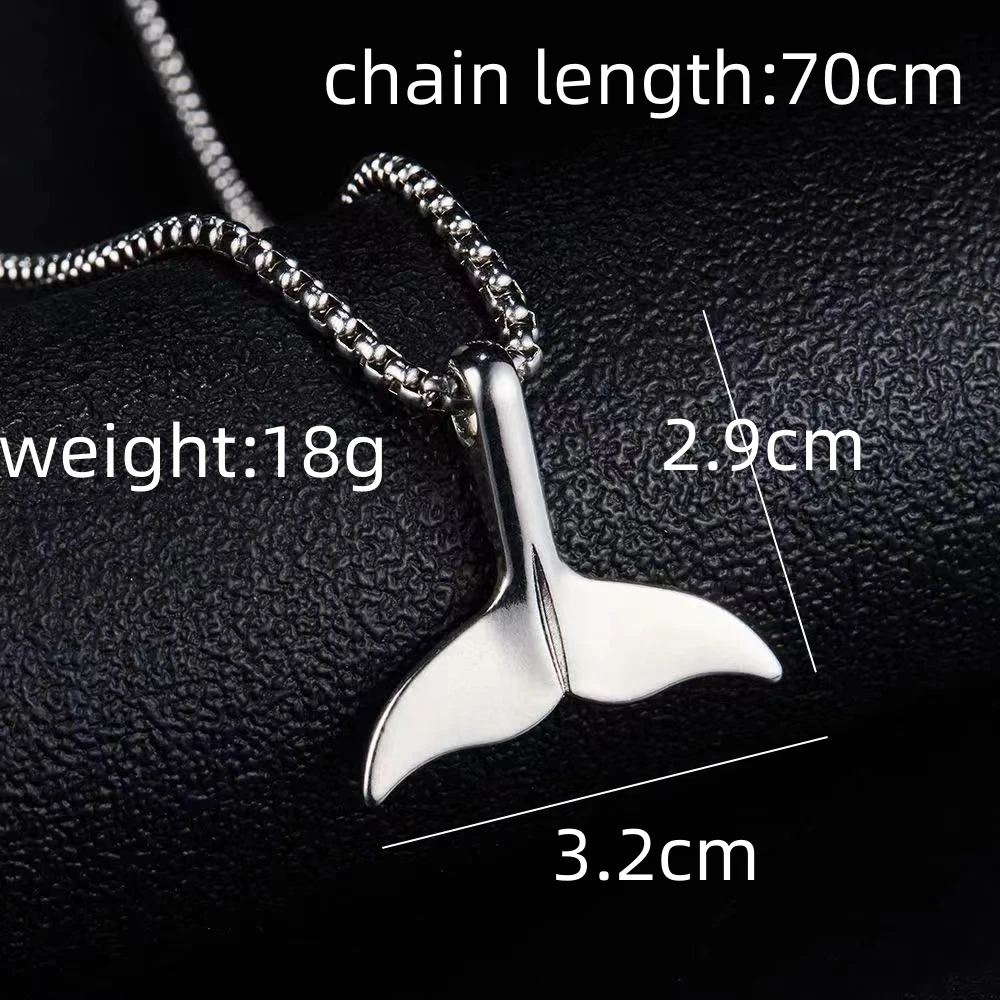 Trend Whale Tail Pendant Boho Sweater Necklace for Women Dolphin Fishtail Mermaid Silver Plated Collar Jewelry Accessories Gift