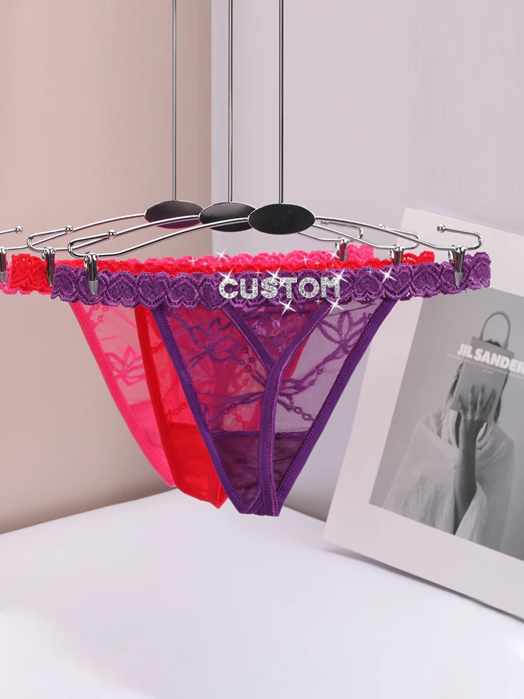 Personalized Thong with Name Women Custom Thongs Tanga Lingerie Panties G-String Custom Your Name Hotwife Couple Gift