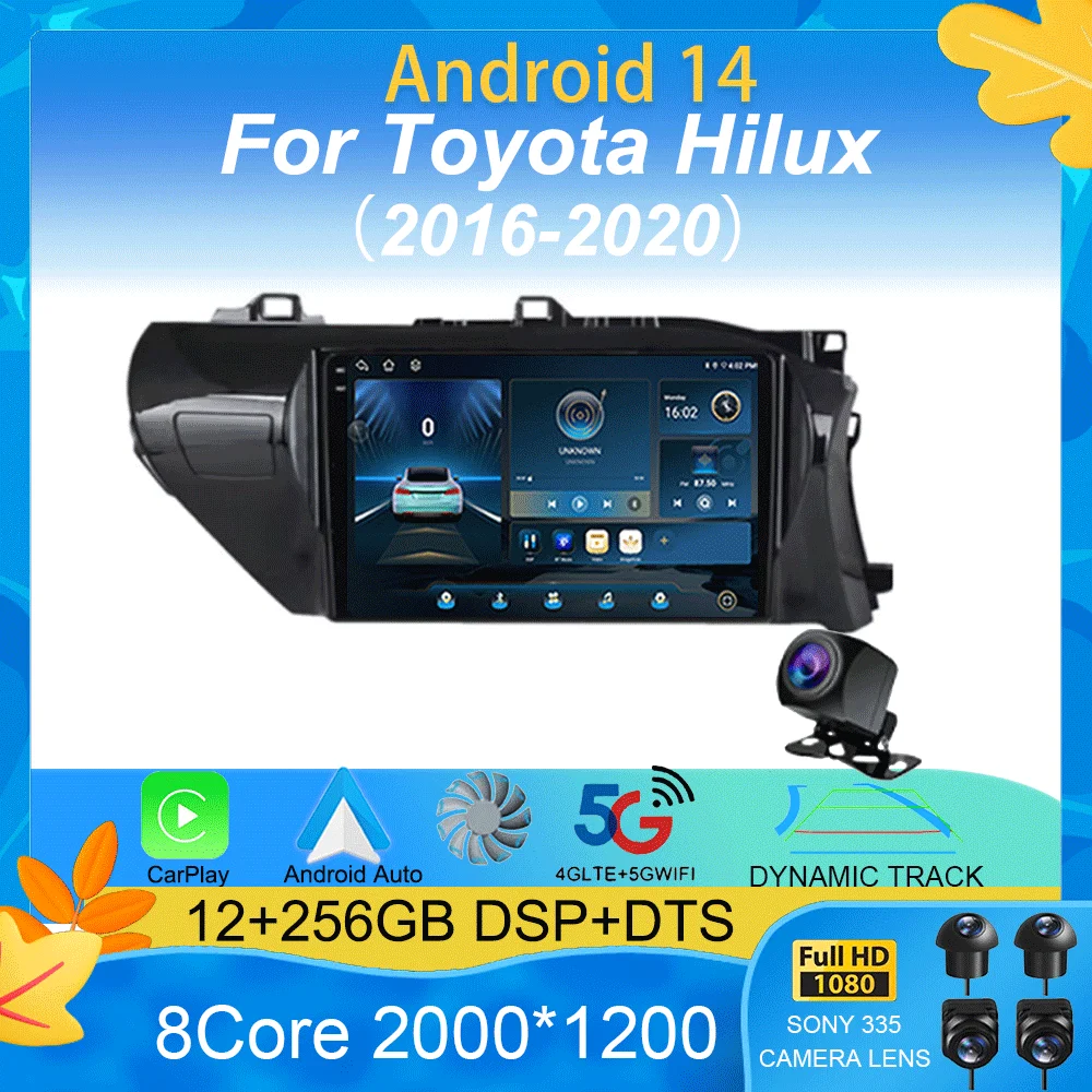 

Android 15 Carplay Auto 2K Screen WIFI+4G Car Radio Multimedia Player For Toyota Hilux 2016-2020 2din Autoradio Stereo Head Unit