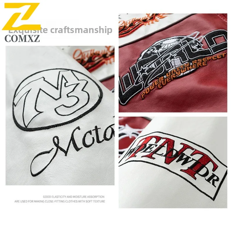 الرجال السائق سترة الوقوف طوق بولي معطف معطف جلد مقاومة للماء يندبروف المتضخم الشارع الشهير دراجة نارية ملابس خارجية خمر 2025 #6