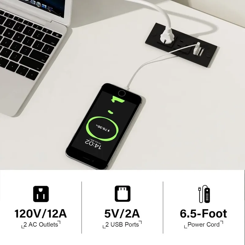 مكتب كمبيوتر ChooChoo مع منافذ شحن USB ومنافذ طاقة، مكتب أبيض مقاس 39 بوصة مع أدراج، طاولة كتابة دراسة صغيرة مع St