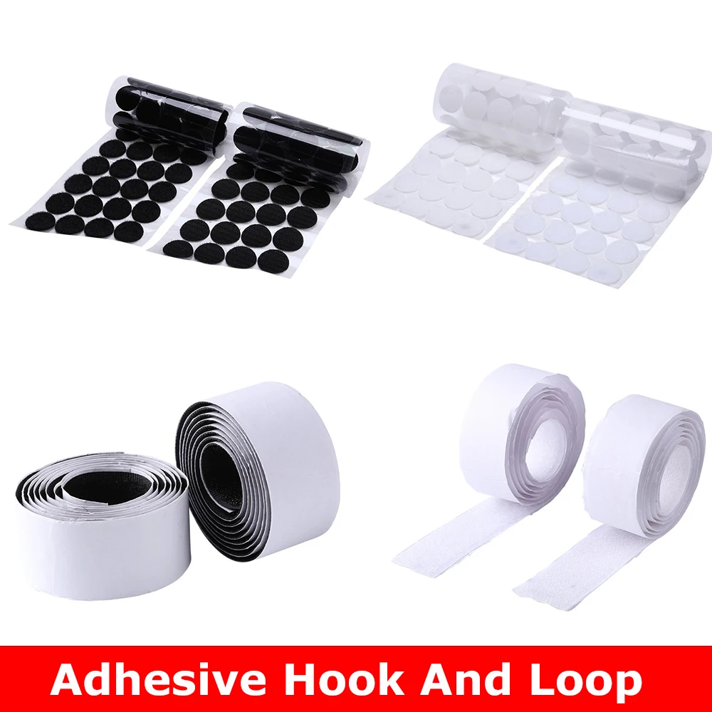 Self-adhesive Hook And Loop Fastener Tape Dots Roll White Black Strong Glue Sticker Round Coins for DIY Craft Accessories 2023