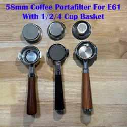 58mm Bottomless Portafilter With 1/2/4 Cup Basket For E61/Expobar/Gemilai/Faema/Eocket/Lelit Stainless Steel Naked Coffee Handle