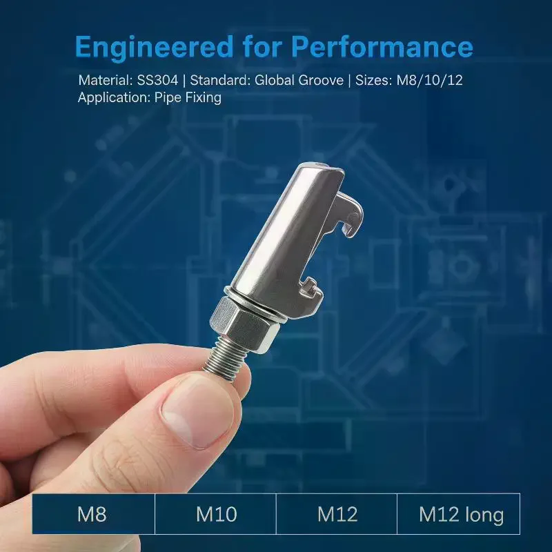 M8 M10 M12 ISO Double Claw Vacuum Clamp 304 Stainless Steel Vacuum Flange Caliper Screw Quick Mount C Clamp Hook Bolt