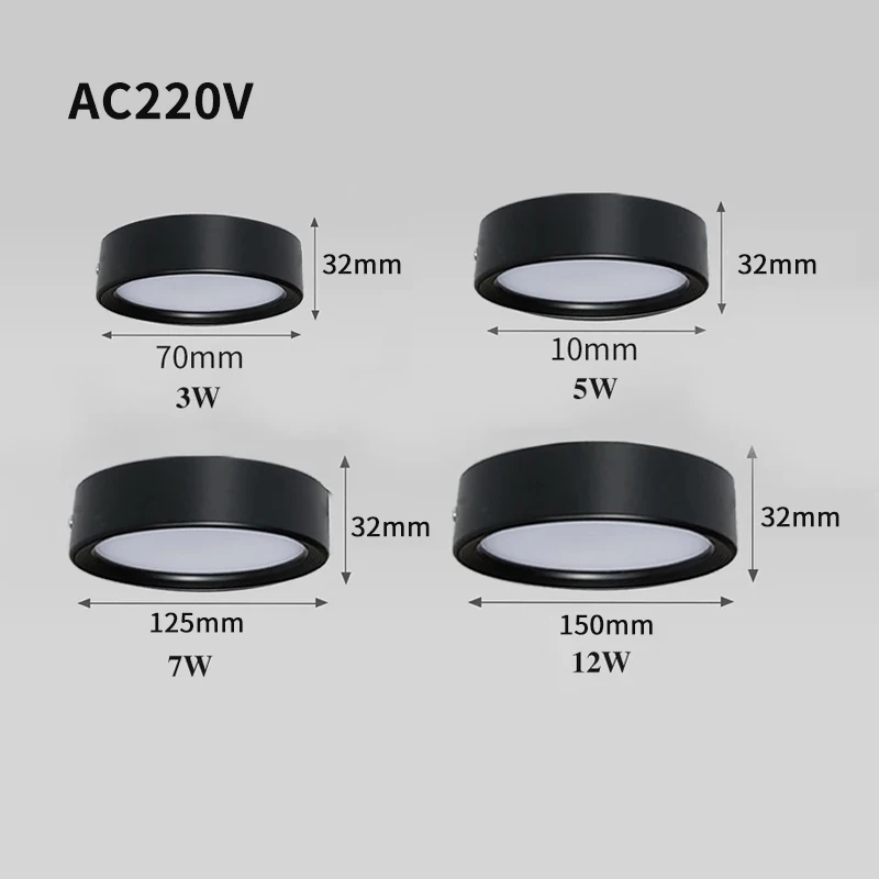 Round LED ceiling light for kitchen, bedroom, porch, living room surface mount light AC 220V 3 W 5W 7W 12W