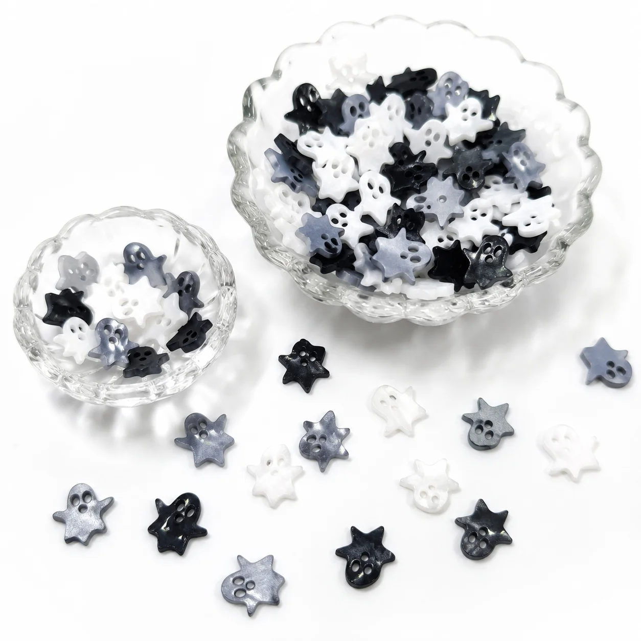 20pcs Mini Halloween Acrylic Ghost Figurine DIY Resin Charms Craft Accessories Desktop Decor Ornament