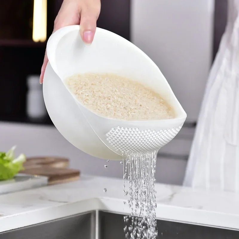

Plastic Rice & Vegetable Colander - Multi-Use Drainage Basket for Washing Fruits, Rice, and Kitchen Prep, Durable Strainer Tool