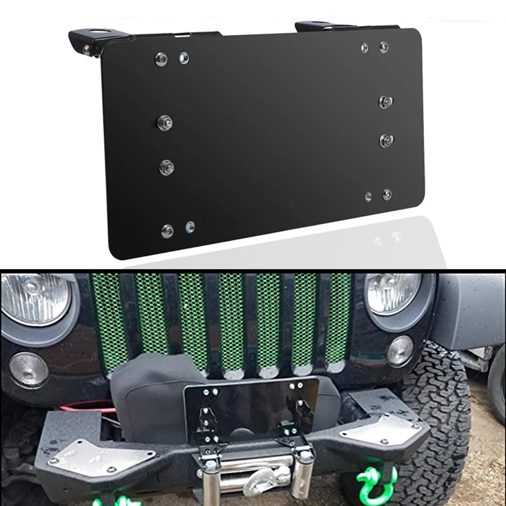 License Plate Frame Off-road Number Mount Frame Auto Winch Roller Fairlead Mounting Bracket 8 3/4 Inch Holder