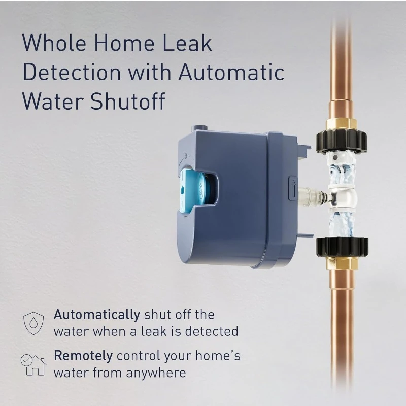 Smart Water Monitor and Automatic Shutoff Sensor, Wi-Fi Connected Water Leak Detector for 1-1/4-Inch Diameter Pipe