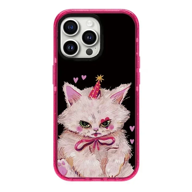 

2.0 Acrylic Upgrade Border Butterfly Cat Phone Case Cover for iPhone 11 12 13 14 15 Pro Max Case for iPhone 15 ProMax